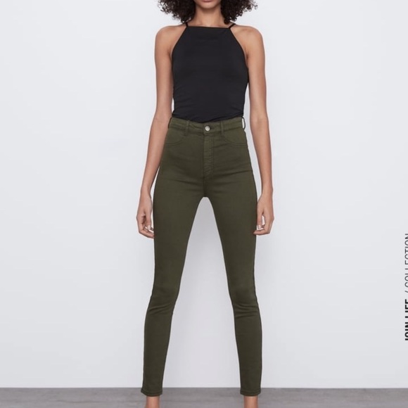 Zara Skinny Denim Jeggings Army Green 
